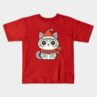 santa cat is happy Kids T-Shirt